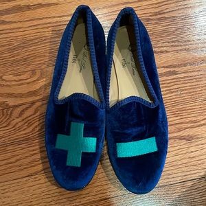 Del Toro for Tibi Plus Minus navy velvet slippers